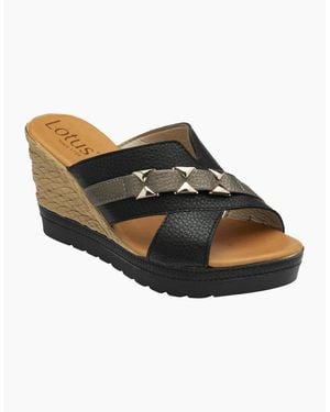 Lotus Barracuda Wedge Sandals - Brown