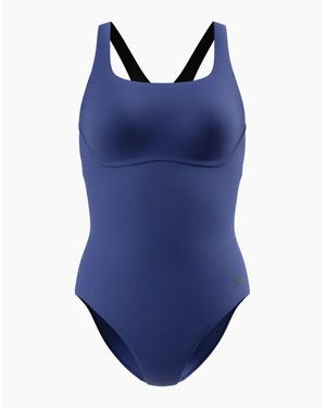 Speedo Ladies Flex Waistband One Piece Swimsuit - Blue