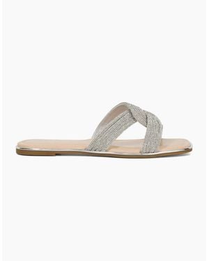 Dune Lavenham Textured Flat Slide Sandals - White