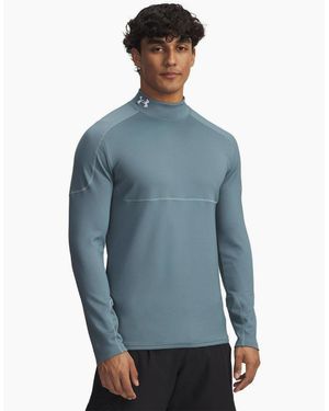 Under Armour Mock Neck High Collar Raglan Sleeve Compression Fit Midlayer - Blue