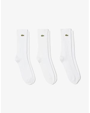 Lacoste 3 Pack Sport High Cut Socks - White