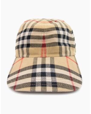 Burberry Check Cotton Baseball Cap Archive - Natural