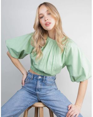 Pretty Lavish Ruby Puff Sleeve Blouse - Green