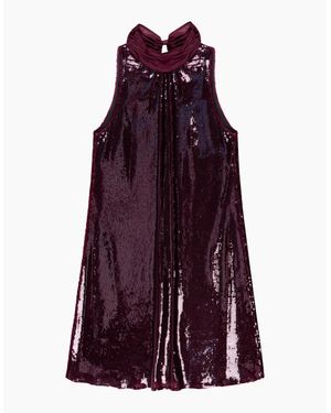 Ro&zo Freya Wine Sequinned Halterneck Mini Dress - Purple