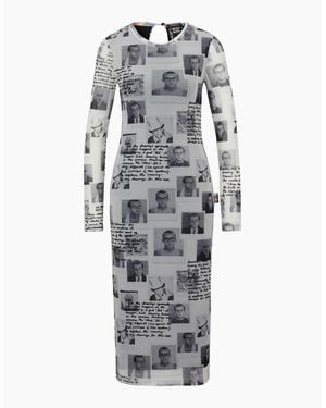 BOSS Keith Haring Crew Neck Long Sleeve Midi Bodycon Dress - Grey