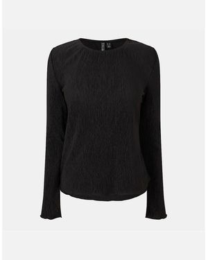 Pieces Relaxed Fit Short Sleeve Crew Neck Blouse - Black