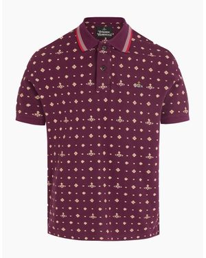 Vivienne Westwood All Over Orb Polo Shirt Burgundy - Red