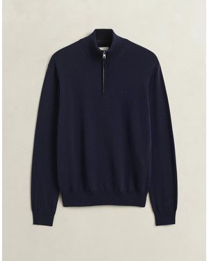 GANT Cotton Wool Half Zip Jumper - Blue
