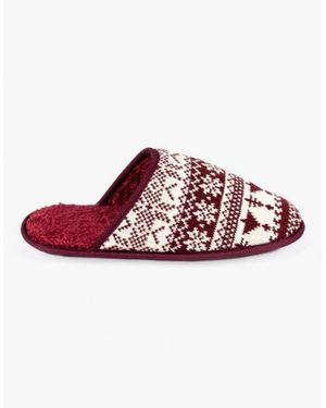 Totes Toasties Fair Isle Mule Slippers - Red