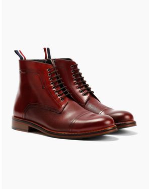 Ben Sherman Harrington Brush Off Leather Burgundy Boots - Purple