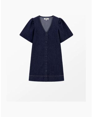 Ro&zo Denim Button-Through Mini Dress - Blue