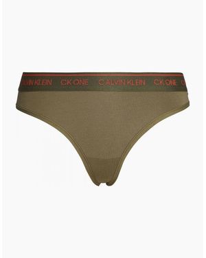 Calvin Klein Ck One Cotton Modal Blend Thong, Muted Pine - Natural