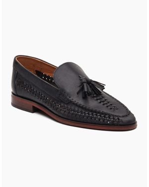 Base London Bracken Leather Weave Loafers - Black