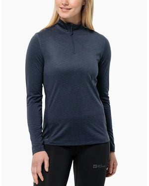Jack Wolfskin Sky Thermal Half Zip Baselayer Fleece - Blue