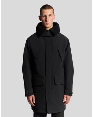 Lyle & Scott Heavyweight Faux Shearling Collar Parka - Black