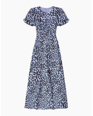 Ro&zo Leopard-Print Button-Detail Dress - Blue