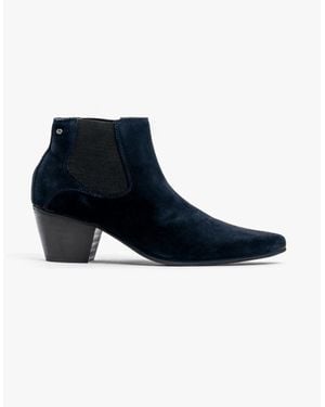 Club Cubano Mccartney Suede Winklepicker Cuban Heel Boots - Blue