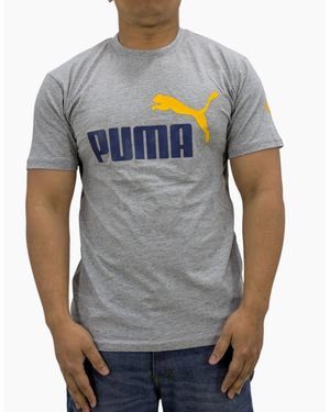 PUMA T Shirt Essentials Logo Crew Neck Pullover Short Sleeve Casual Cotton - Grey
