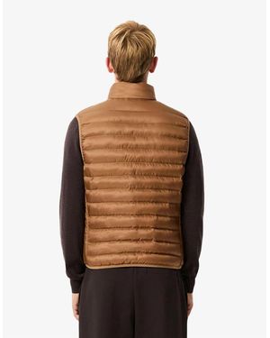 Lacoste Solid Patterned Zipped Pocket Puffer Coat - Brown