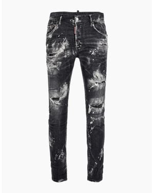 DSquared² Super Twinky Jean Destroyed Paint Effect Jeans - Grey