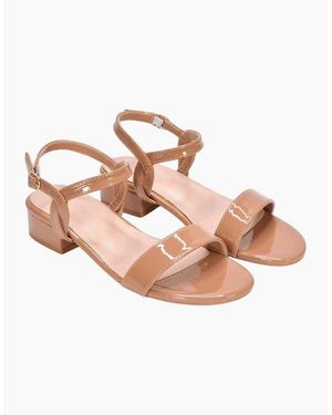 XY London Ladies Moana Patent Low Block Heel Sandals - Pink