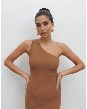 Pretty Lavish Juno One Shoulder Knit Midaxi Dress - Brown