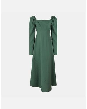 Nobody's Child Abby Square Neck Midi A-Line Dress - Green
