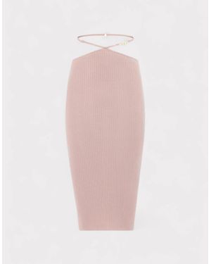Amiri Ribbed Staggered Midi Skirt - Pink