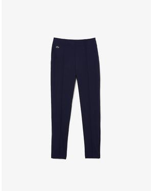 Lacoste Solid Patterned High Rise Straight Chinos - Blue