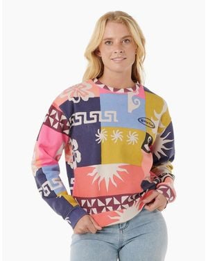 Rip Curl Rip Curl Keepsakes Crew Neck Print Storm Half Zip Fleece - Grey