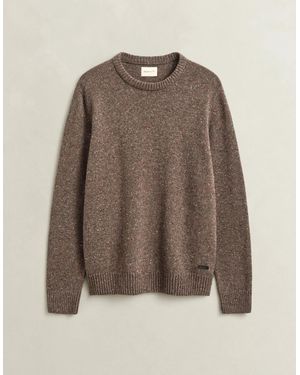 GANT Wool Blend Neps Crew Neck Jumper - Brown