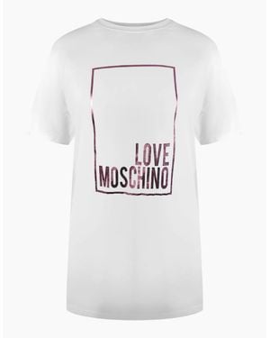 Love Moschino Shiny Box Logo T-Shirt - White