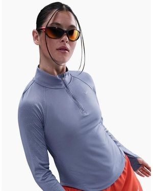 Nike Zip Neck Raglan Long Sleeve Athletic Top - Blue