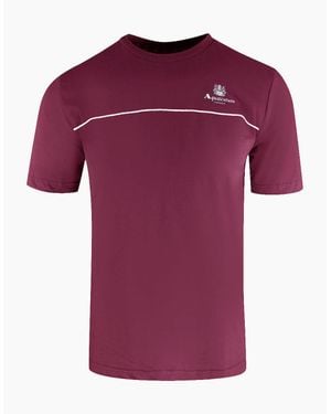 Aquascutum Active Piping Design Burgundy T-Shirt - Purple