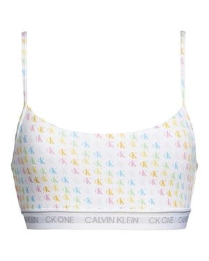 Calvin Klein Ck One Cotton Modal Blend String Bralette, Pride Colours Mini Ck1 Logo Print - Blue