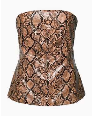 Amy Lynn Snake Print Tube Sleeveless Top - Brown