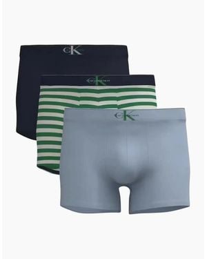 Calvin Klein 3-Pack Ck Archive Stripe Boxer Trunks - Blue