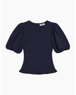 Ro&zo Cheesecloth Shirred Top - Blue