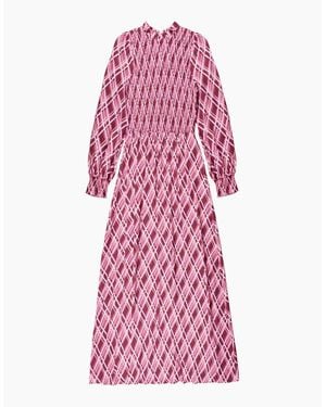 Ro&zo Petite Check Shirred Dress - Pink