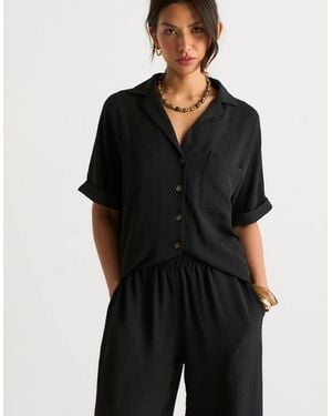 Gini London Air Flow Oversized Shirt Top - Black