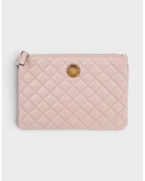 Versace Logo Medusa Quilted Pouch Soft - Pink