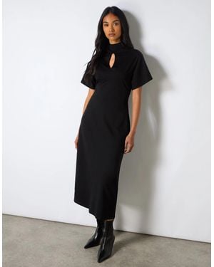 Ro&zo Petite Ponte Corset Waist Dress - Black