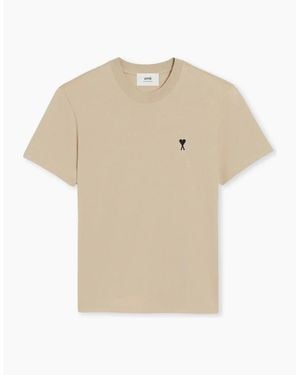 Ami Paris 'Ami De Coeur' Heart T-Shirt Creme - Natural
