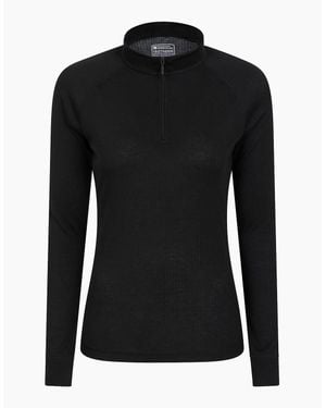 Mountain Warehouse Ladies Talus Zip Neck Long-Sleeved Thermal Top - Black