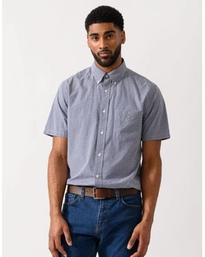 GANT Regular Fit Classic Poplin Gingham Short Sleeve Shirt - Blue