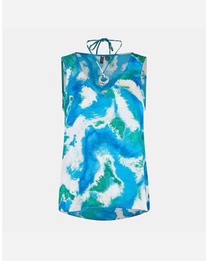 Vero Moda Relaxed Fit V-Neck Short Sleeve Blouse - Blue