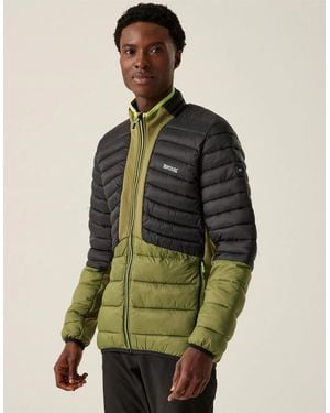 Regatta Leedre Hybrid Colour Block Zipped Pocket Puffer Jacket - Green