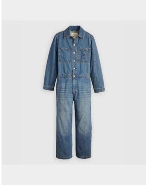 Levi's Levi's Iconic Collared Neck Long Sleeve Solid Patterned Jumpsuit - Blue