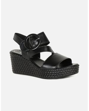 Gabor Drama Wedge Heel Sandals - Black