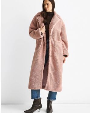 Gini London Blush Longline Teddy Coat - Natural